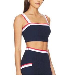 Beyond yoga Women's Navy and Red Striped Bralette Sz XL sport loungewear